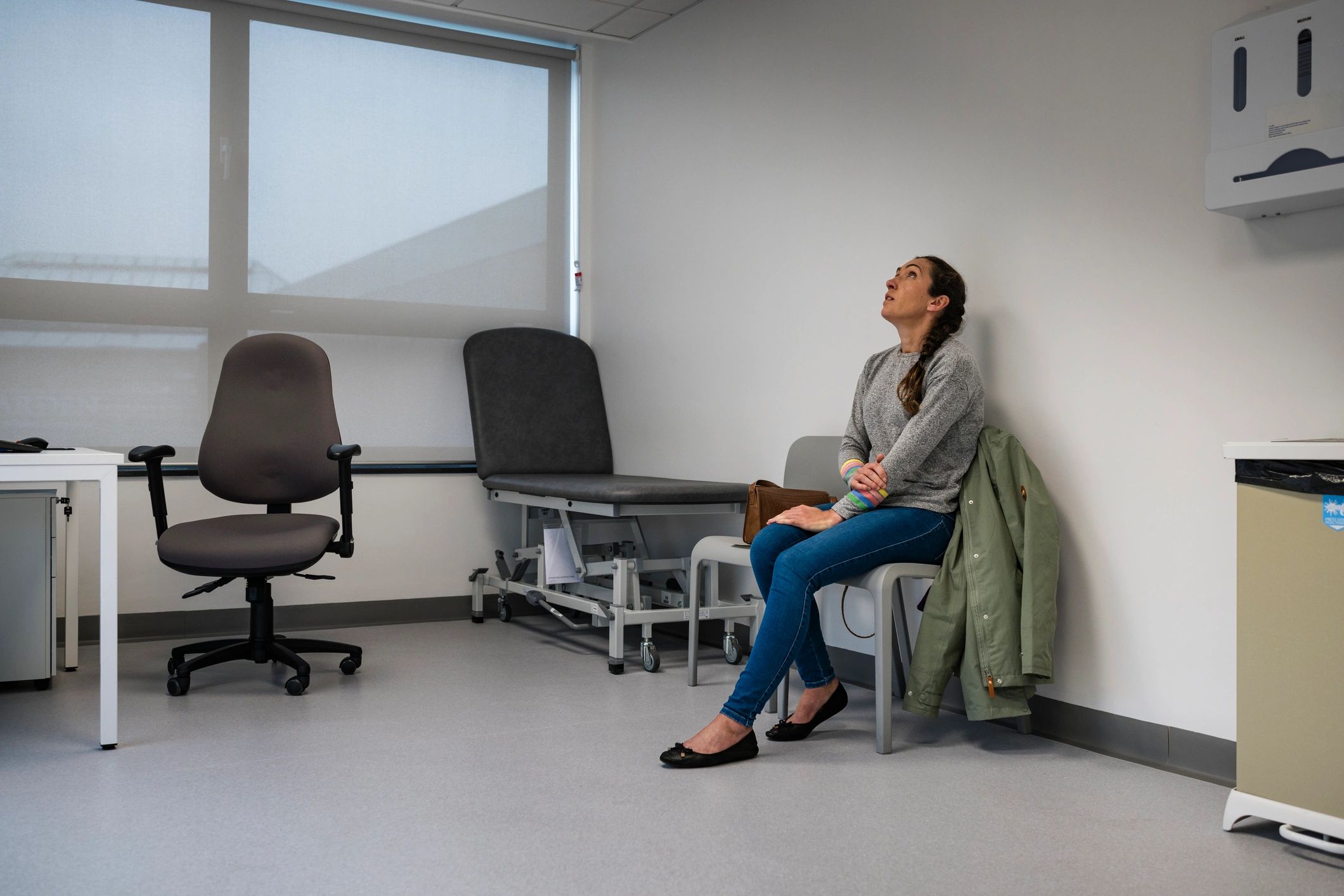Patient waiting in an exam room
