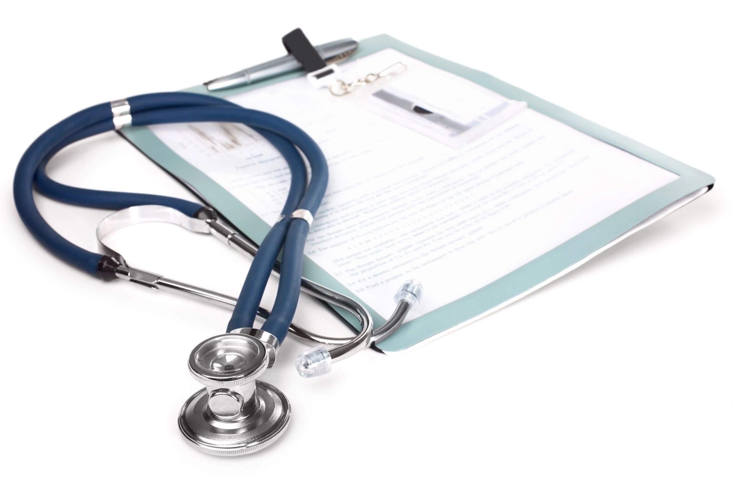 Stethoscope and paperwork representing new patient forms