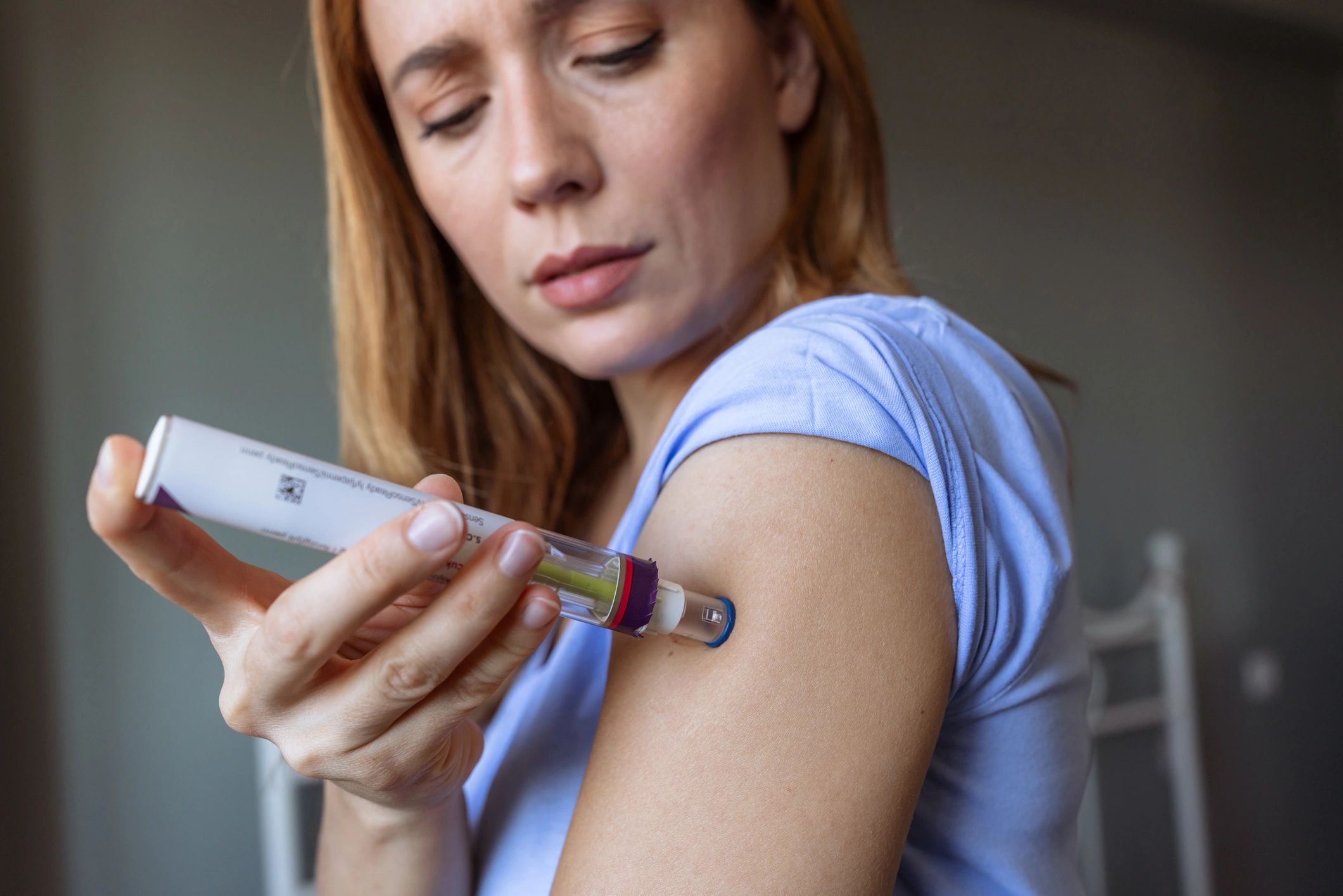 Close-up of a self-injection pen used for medication