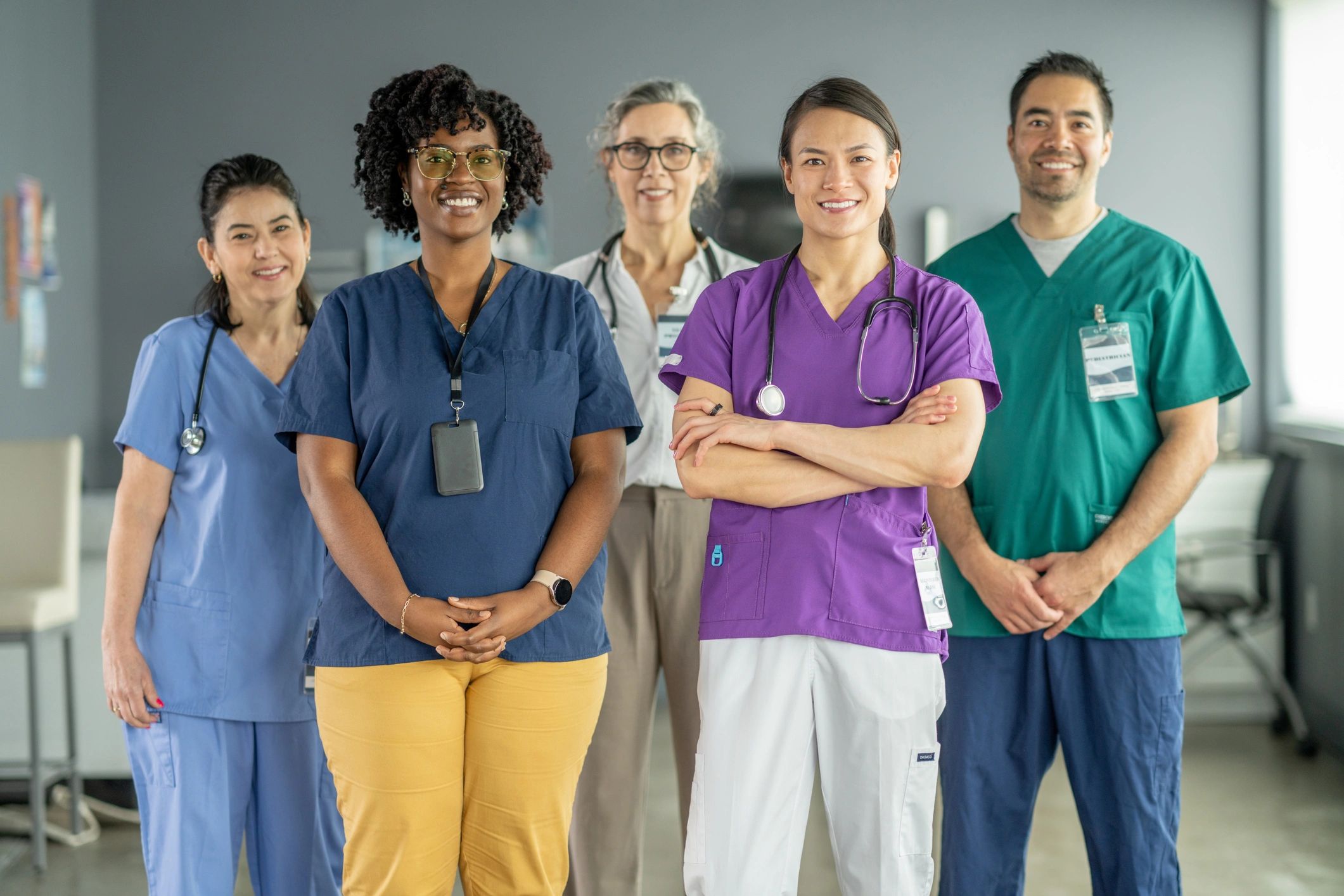 Medical team smiling together in a clinic